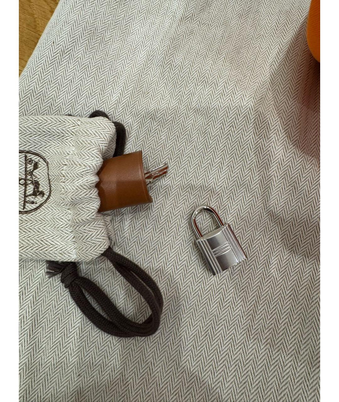 HERMES Оранжевая тканевая сумка через плечо, фото 4