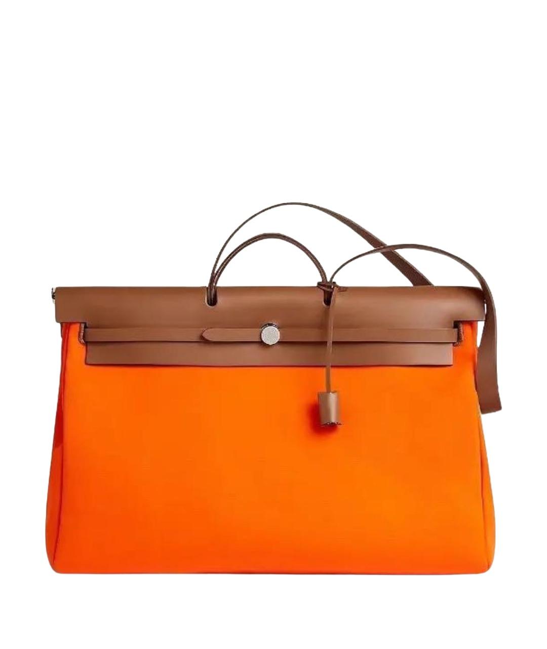 HERMES Оранжевая тканевая сумка через плечо, фото 1
