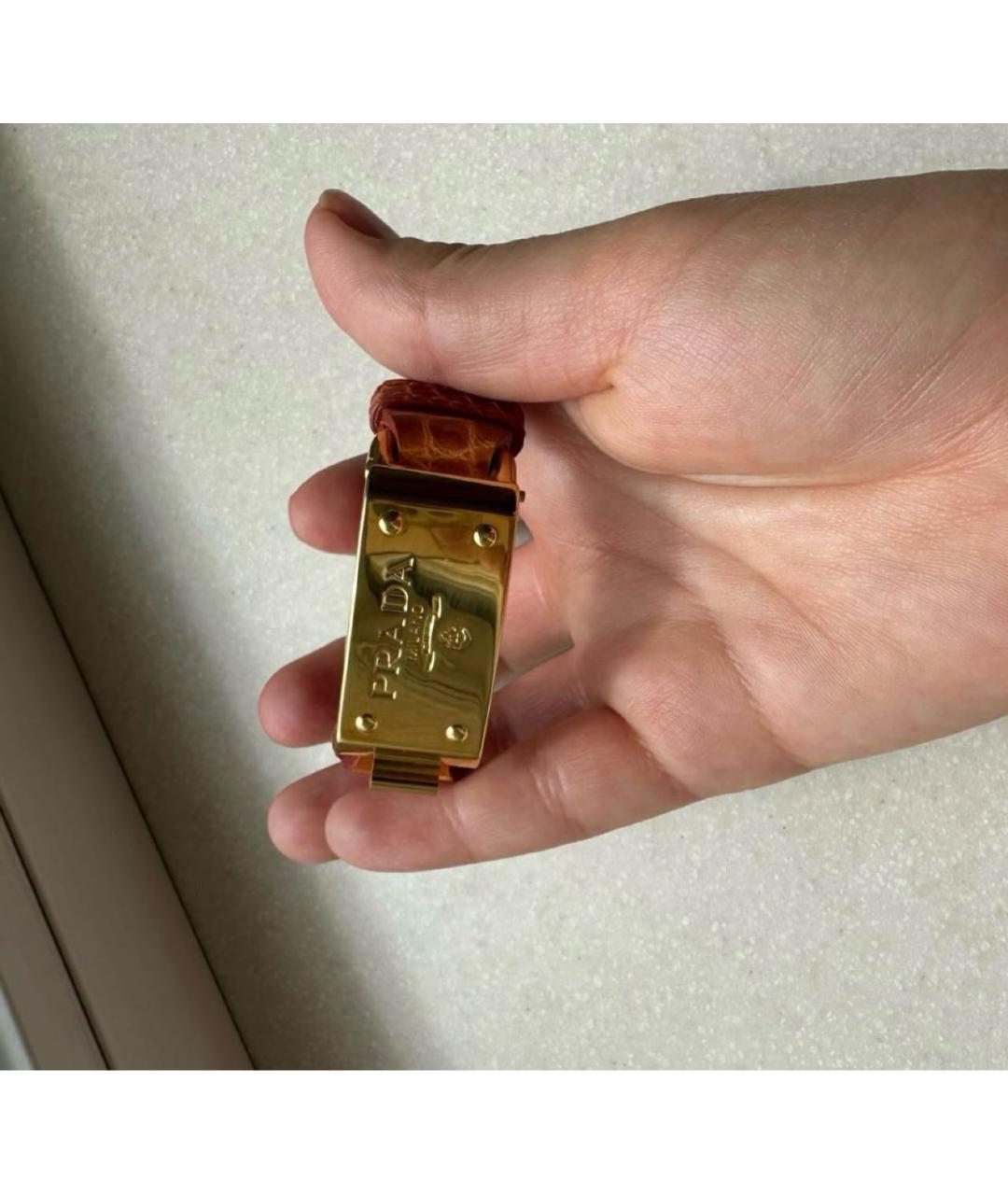 PRADA Оранжевый кожаный браслет, фото 2