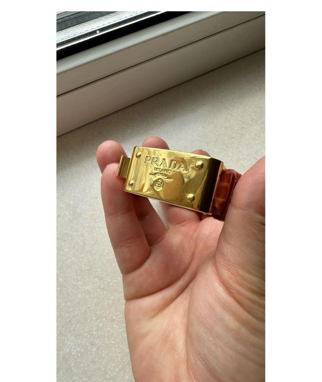 PRADA Оранжевый кожаный браслет, фото 3