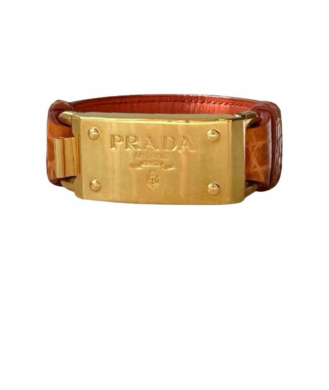 PRADA Оранжевый кожаный браслет, фото 1