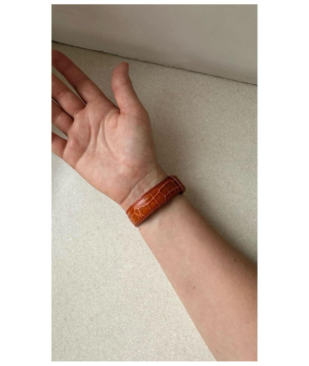 PRADA Оранжевый кожаный браслет, фото 6