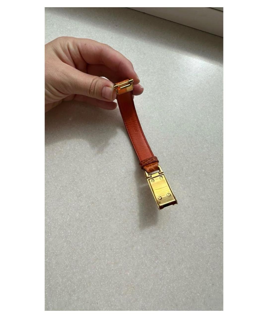 PRADA Оранжевый кожаный браслет, фото 5