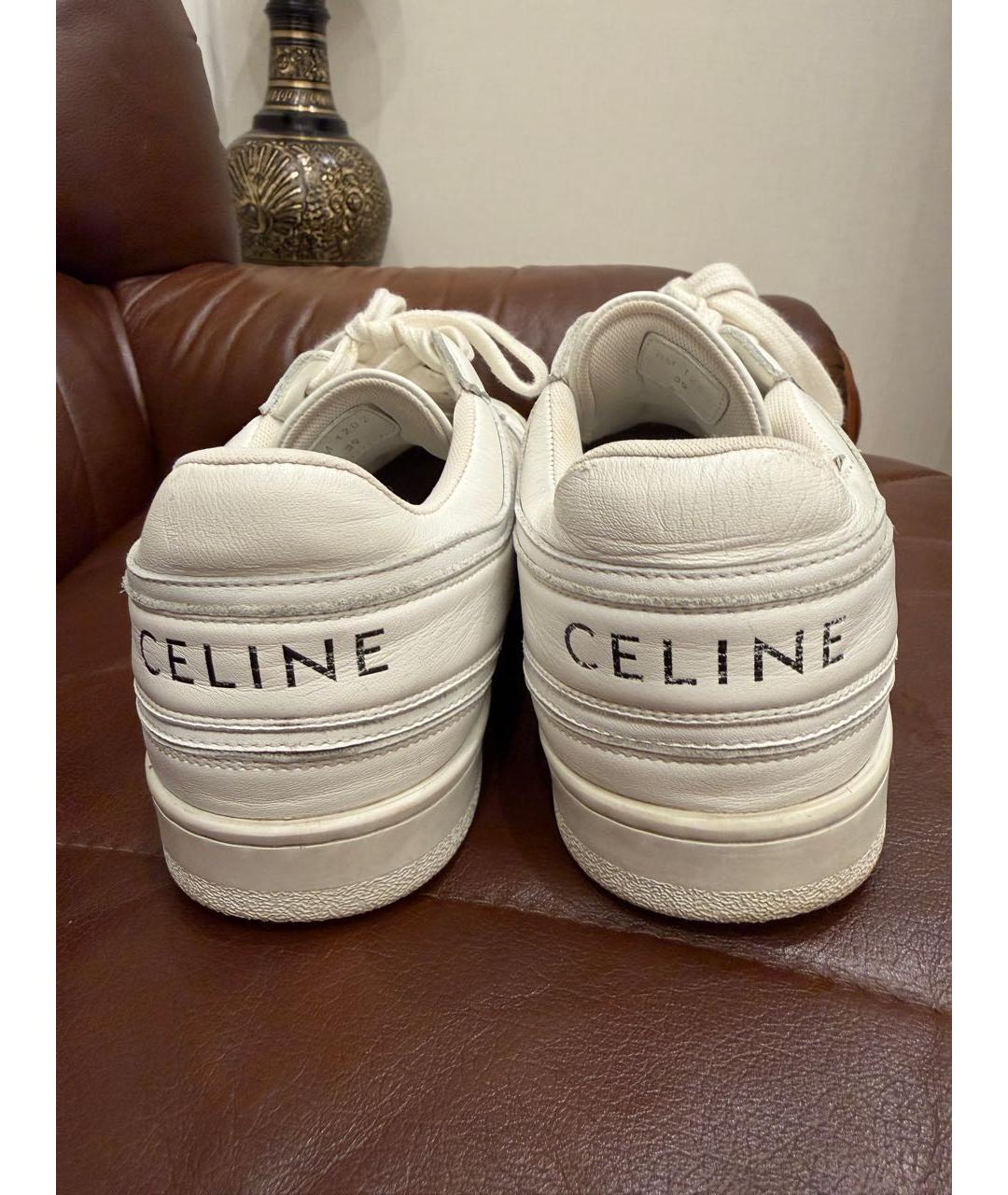 CELINE Белые кожаные кеды, фото 4