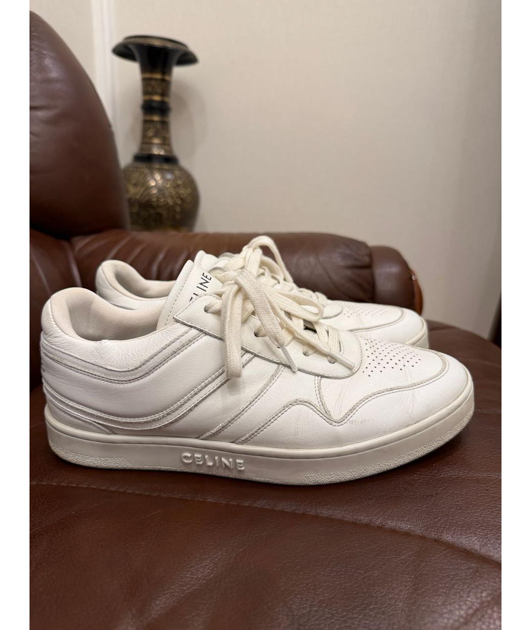 CELINE Белые кожаные кеды, фото 9