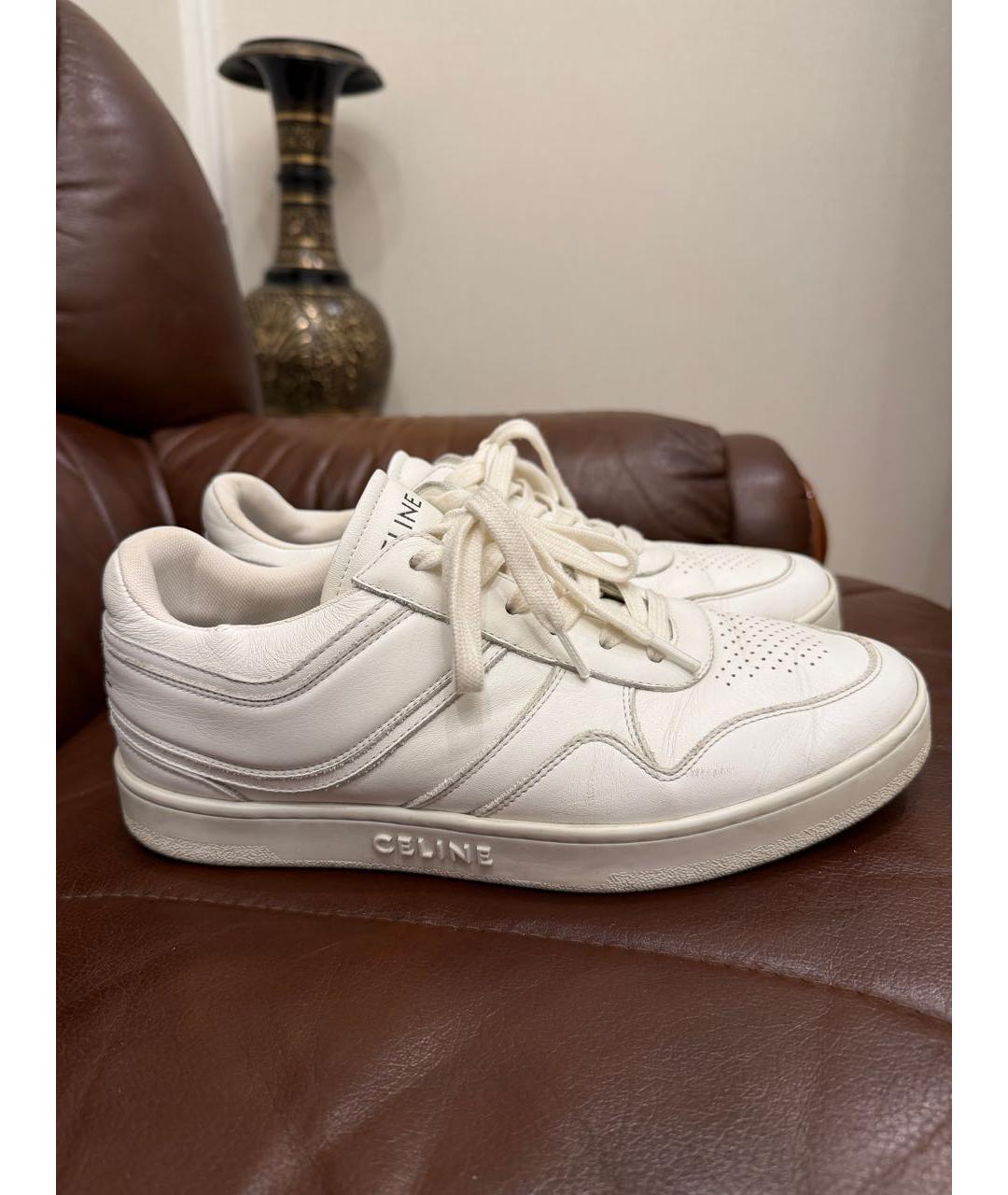 CELINE Белые кожаные кеды, фото 8