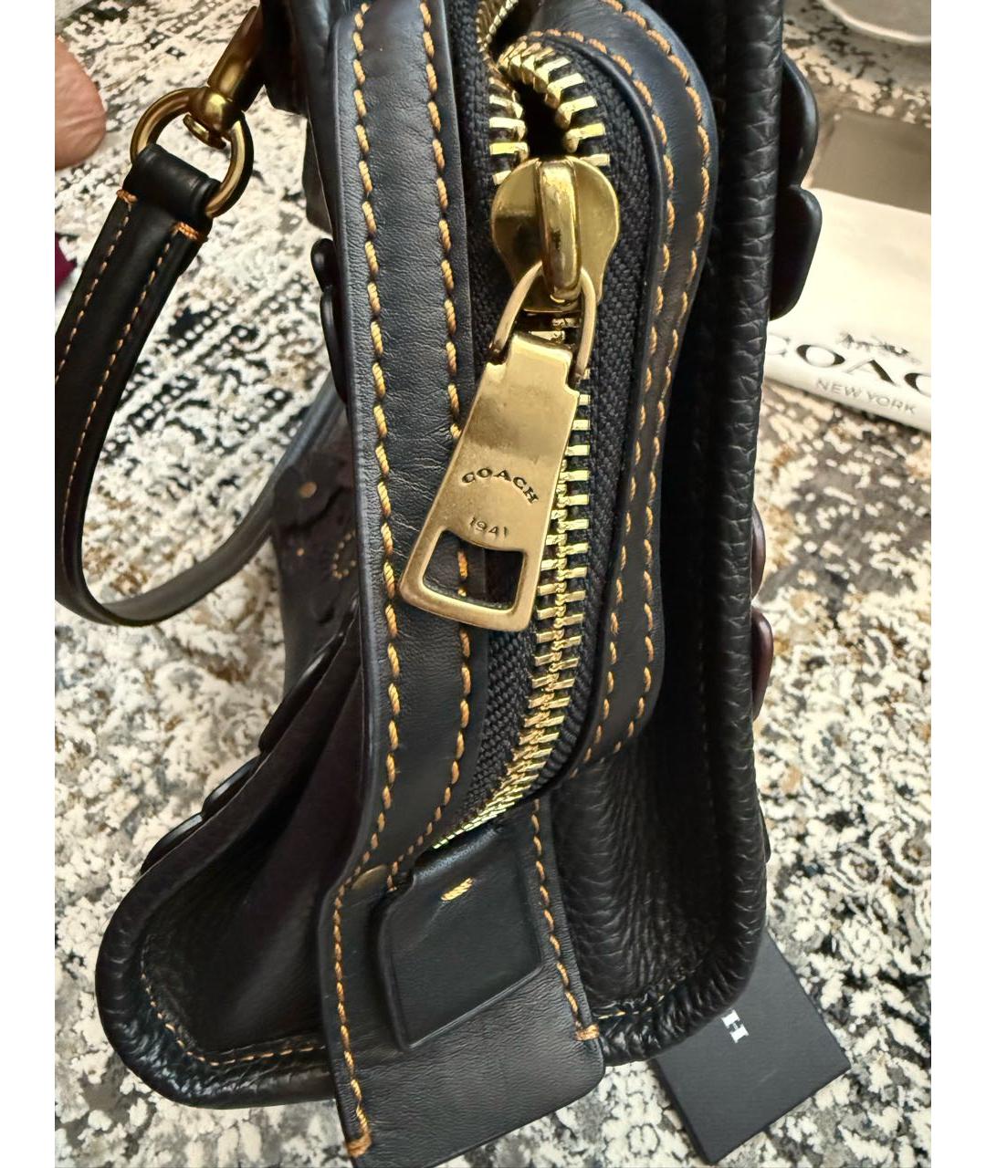 COACH Коричневая кожаная сумка через плечо, фото 4