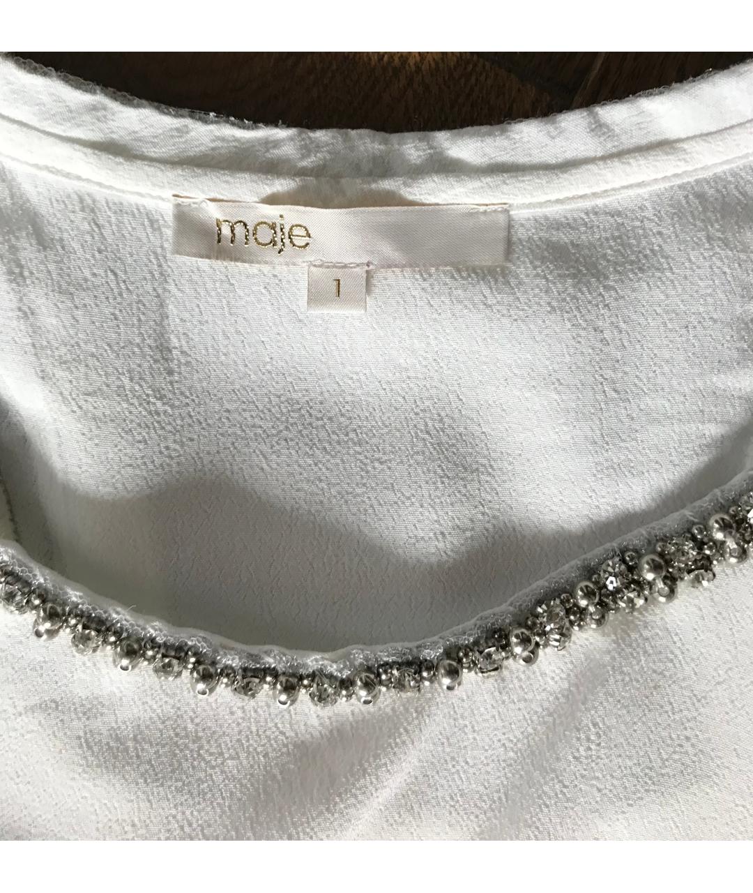 MAJE Белая вискозная майка, фото 5