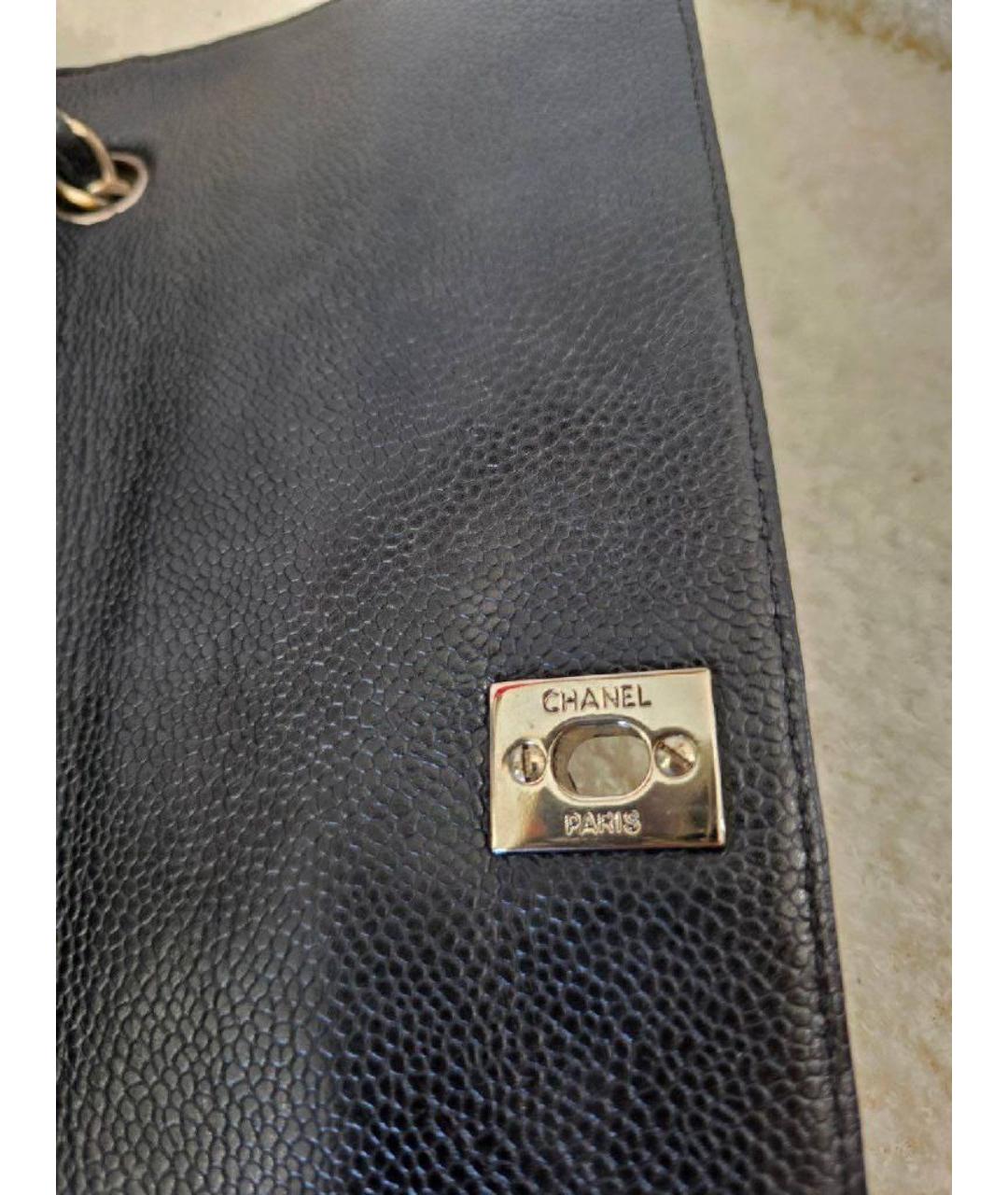 CHANEL Черная кожаная сумка с короткими ручками, фото 9