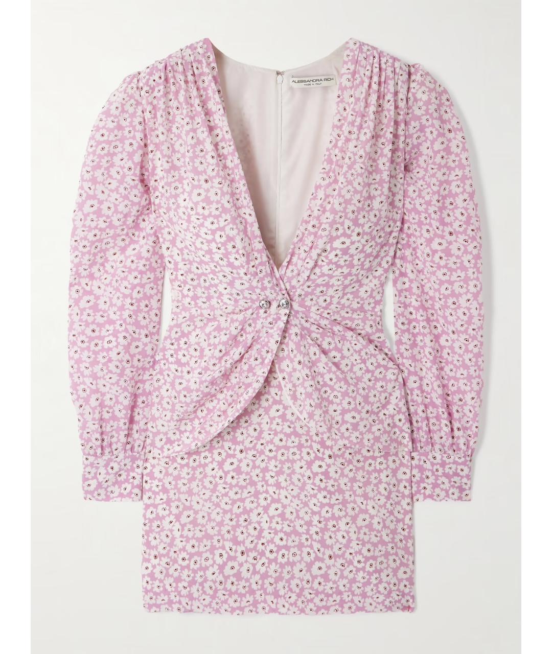 ALESSANDRA RICH Розовое шелковое коктейльное платье, фото 6