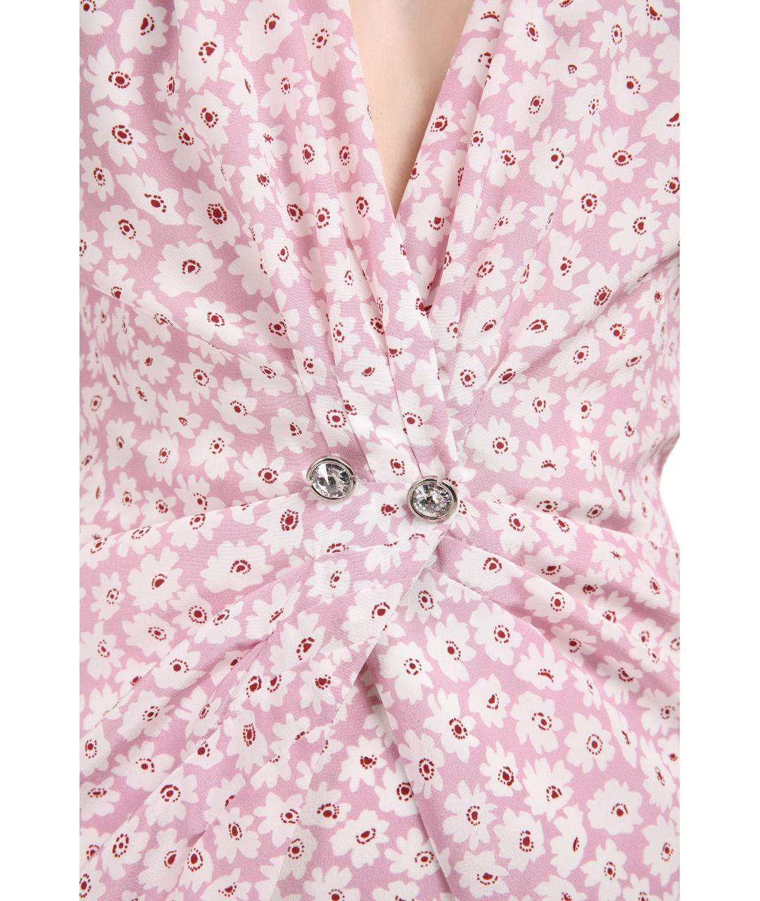 ALESSANDRA RICH Розовое шелковое коктейльное платье, фото 3