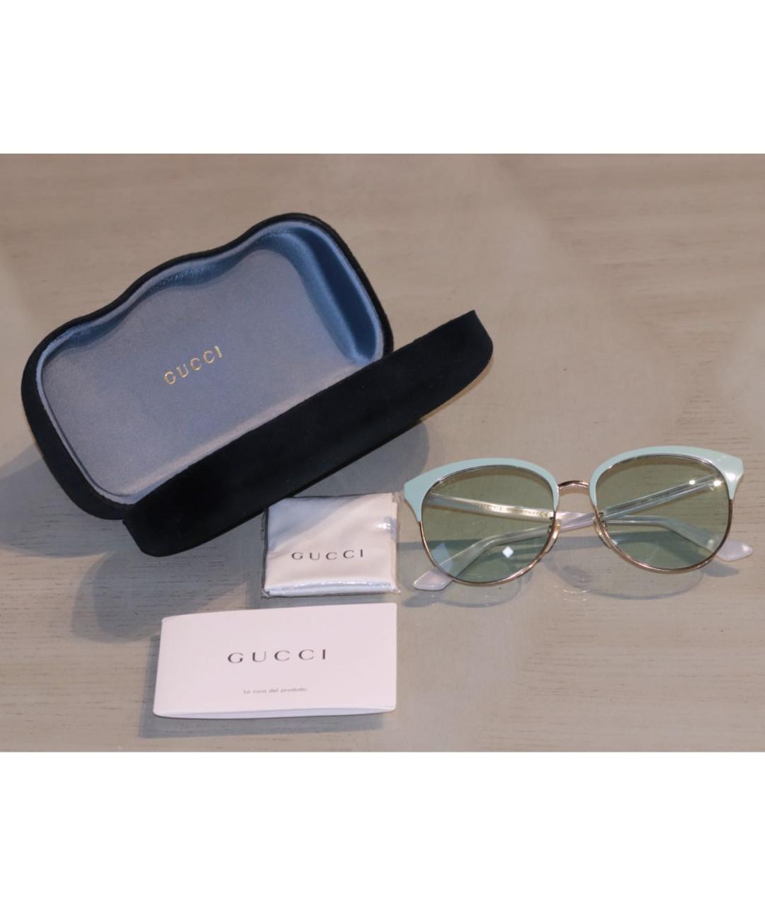 GUCCI Голубые пластиковые солнцезащитные очки, фото 4