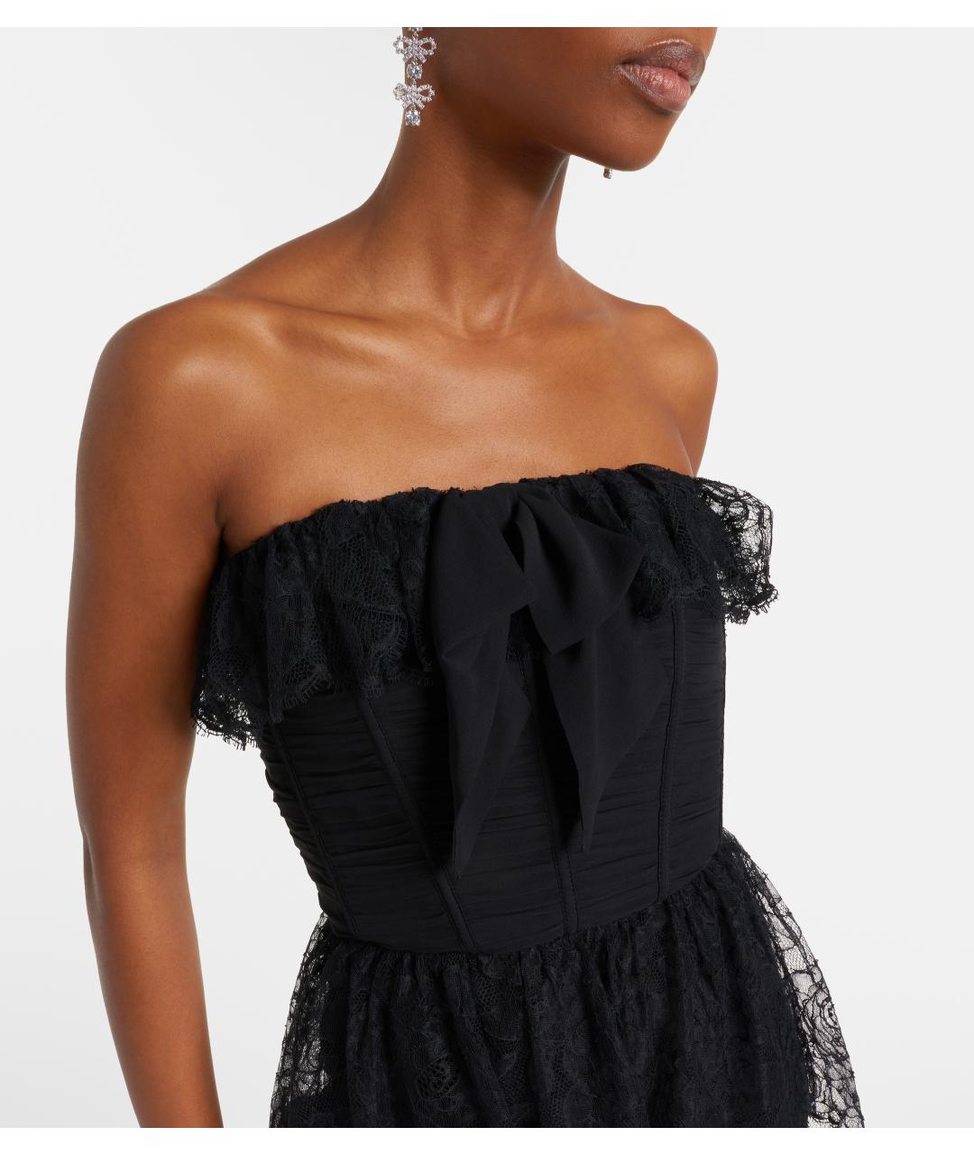 ALESSANDRA RICH Черное хлопковое коктейльное платье, фото 6