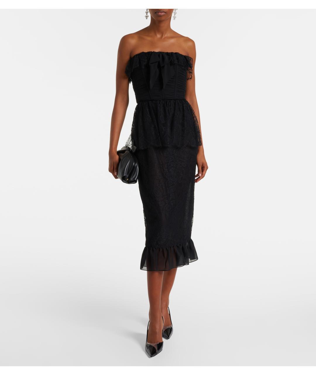 ALESSANDRA RICH Черное хлопковое коктейльное платье, фото 4