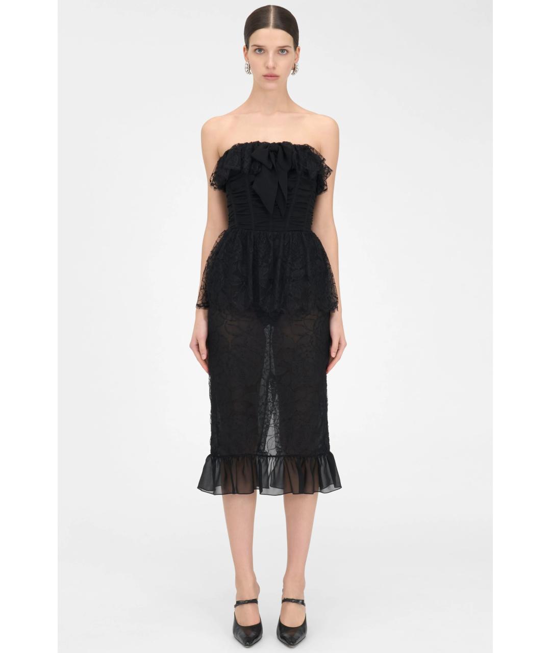 ALESSANDRA RICH Черное хлопковое коктейльное платье, фото 8
