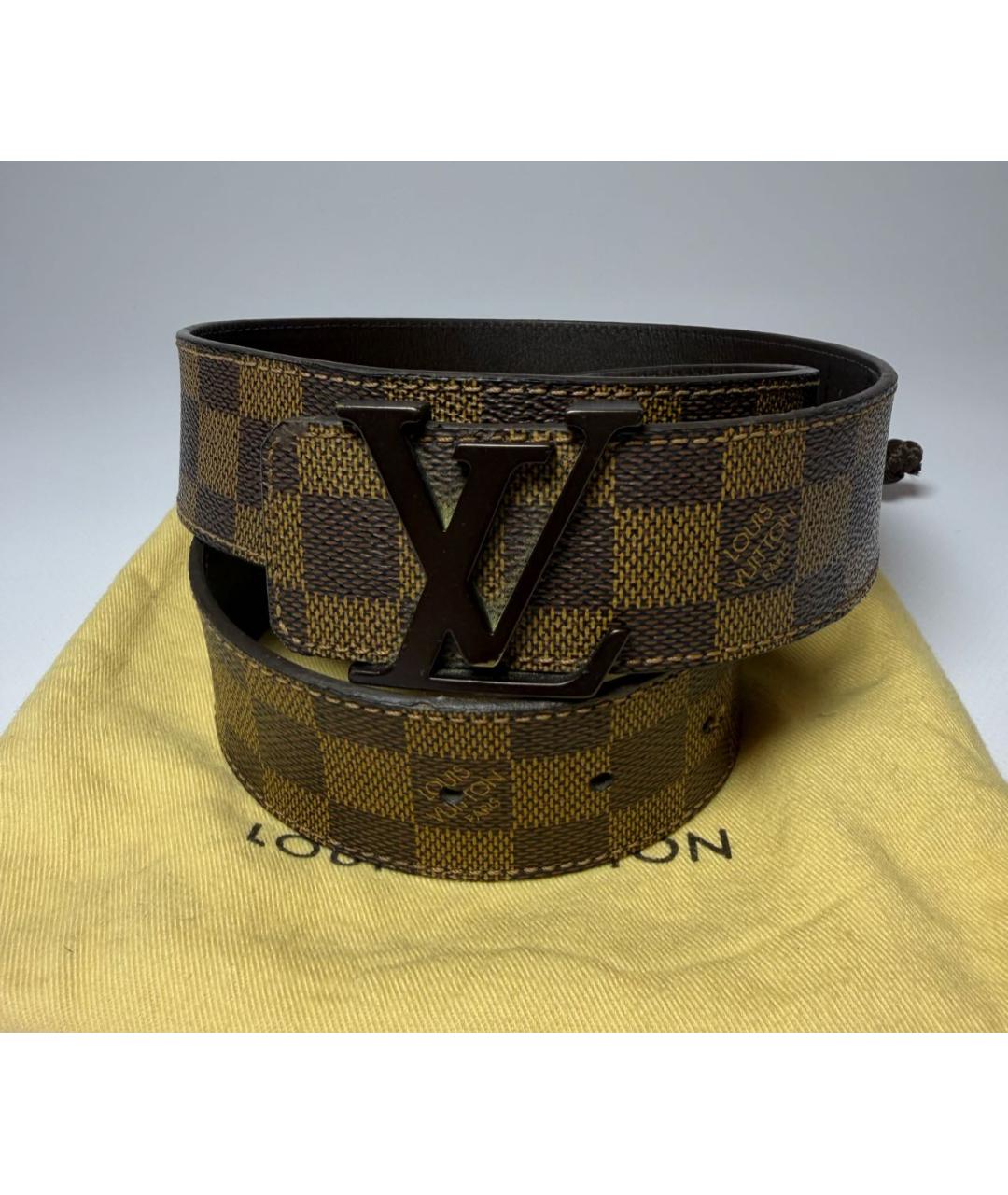 LOUIS VUITTON Коричневый кожаный ремень, фото 5