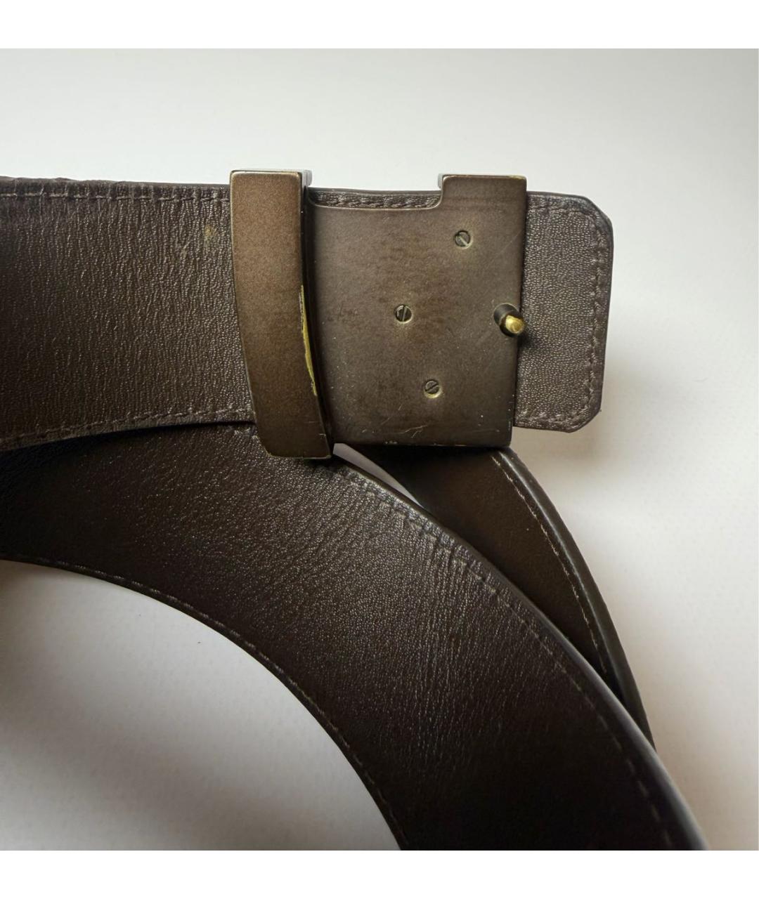 LOUIS VUITTON Коричневый кожаный ремень, фото 2