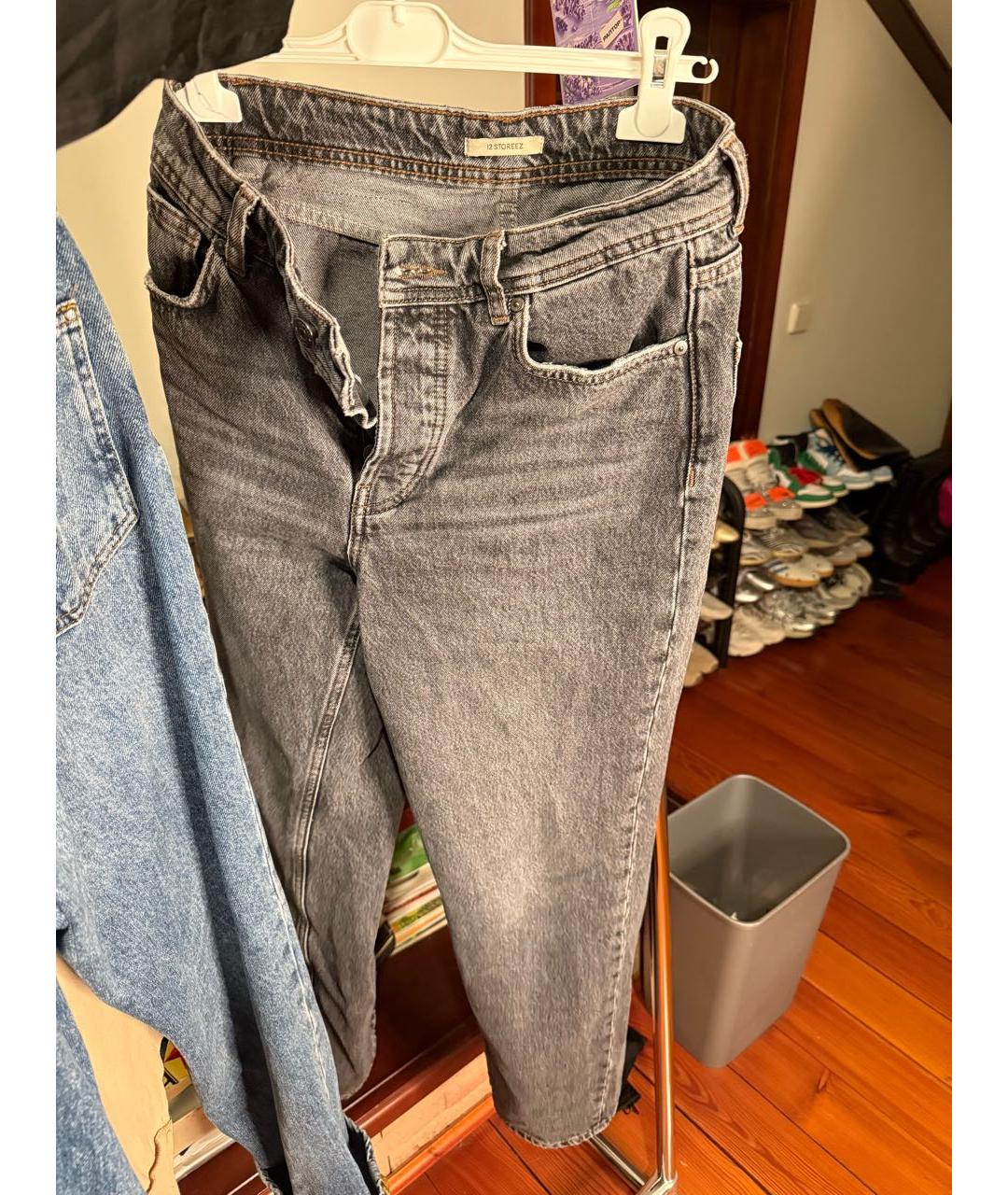 12 STOREEZ Антрацитовые хлопковые прямые джинсы, фото 7