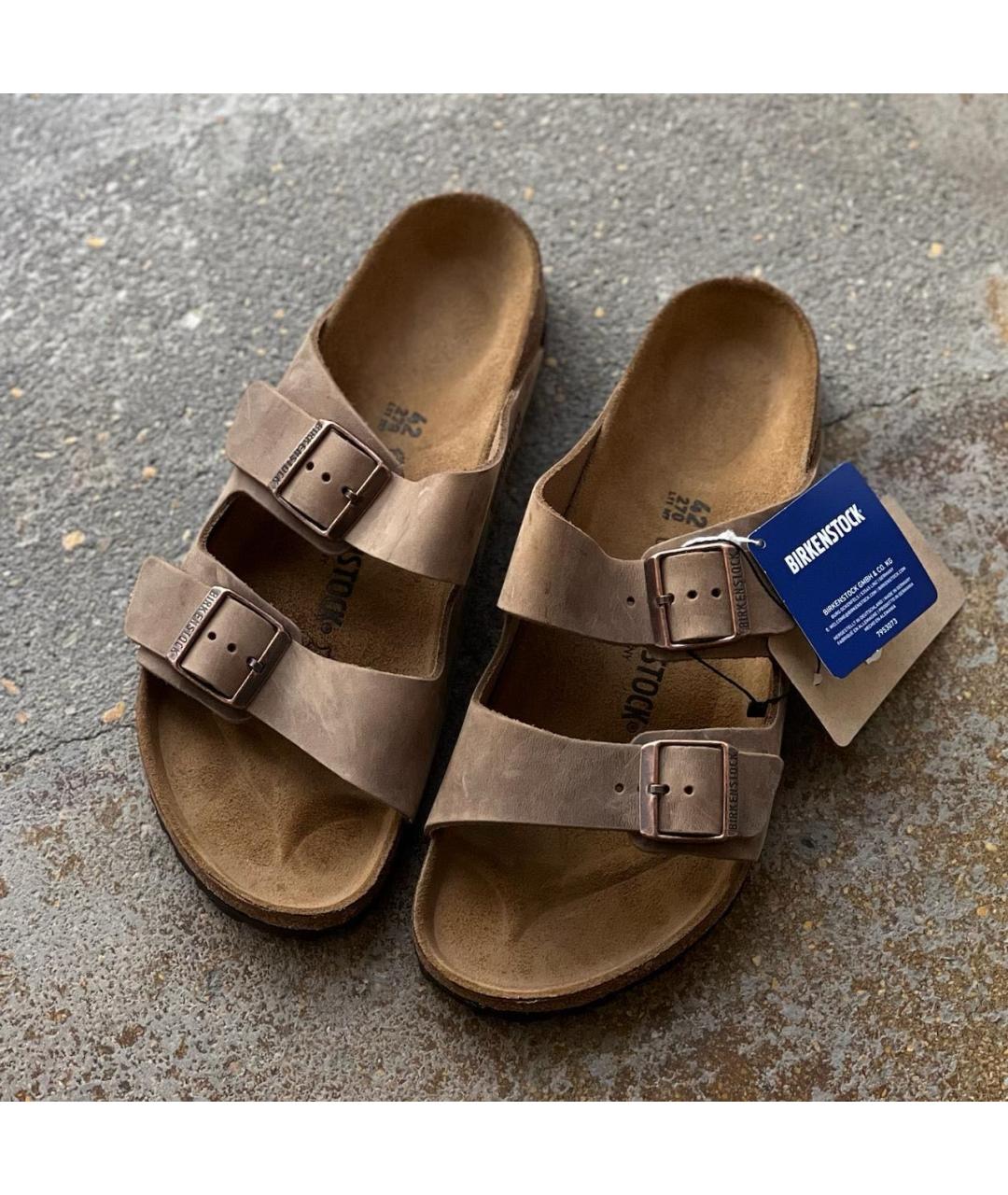 BIRKENSTOCK Коричневые кожаные шлепанцы, фото 2