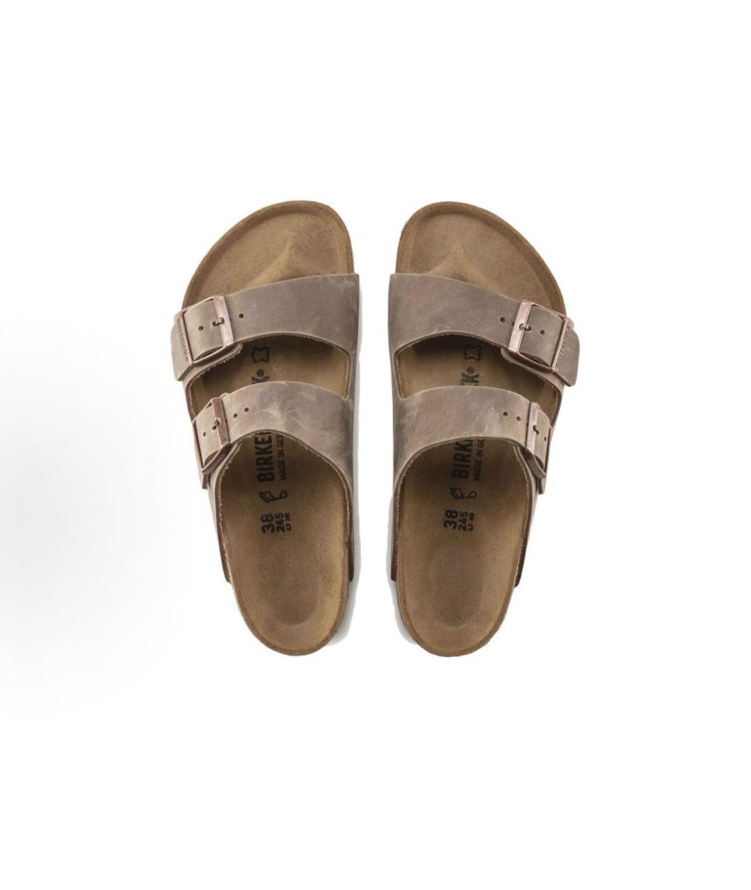 BIRKENSTOCK Коричневые кожаные шлепанцы, фото 3