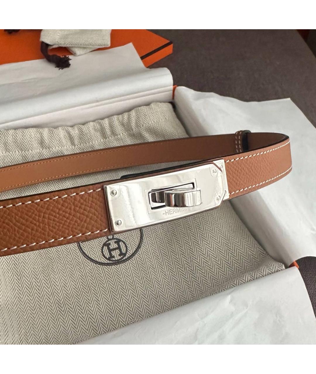 HERMES Коричневый кожаный ремень, фото 4