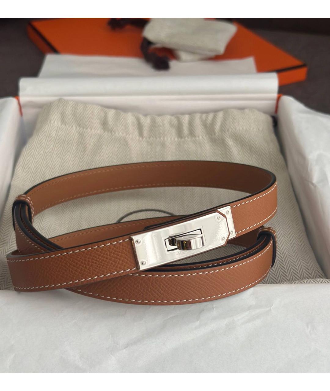 HERMES Коричневый кожаный ремень, фото 2