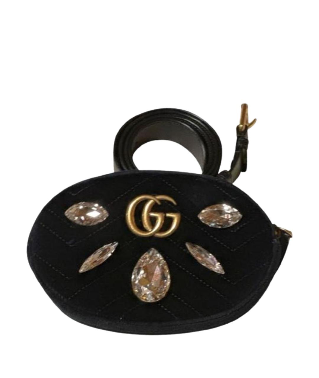 GUCCI Черная бархатная поясная сумка, фото 1