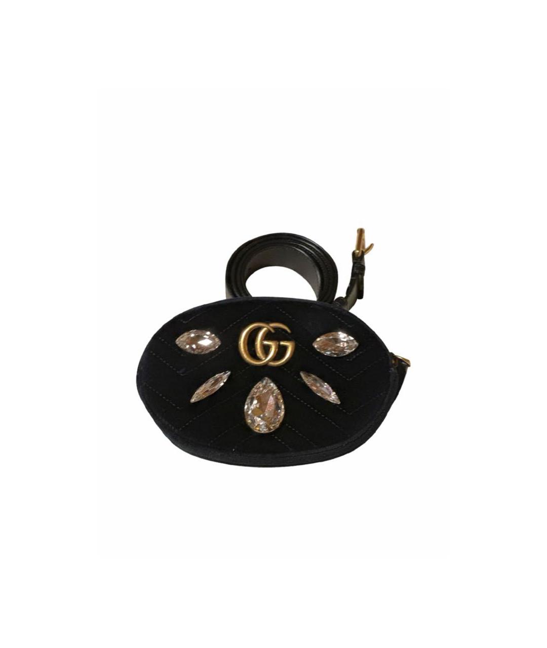 GUCCI Черная бархатная поясная сумка, фото 8
