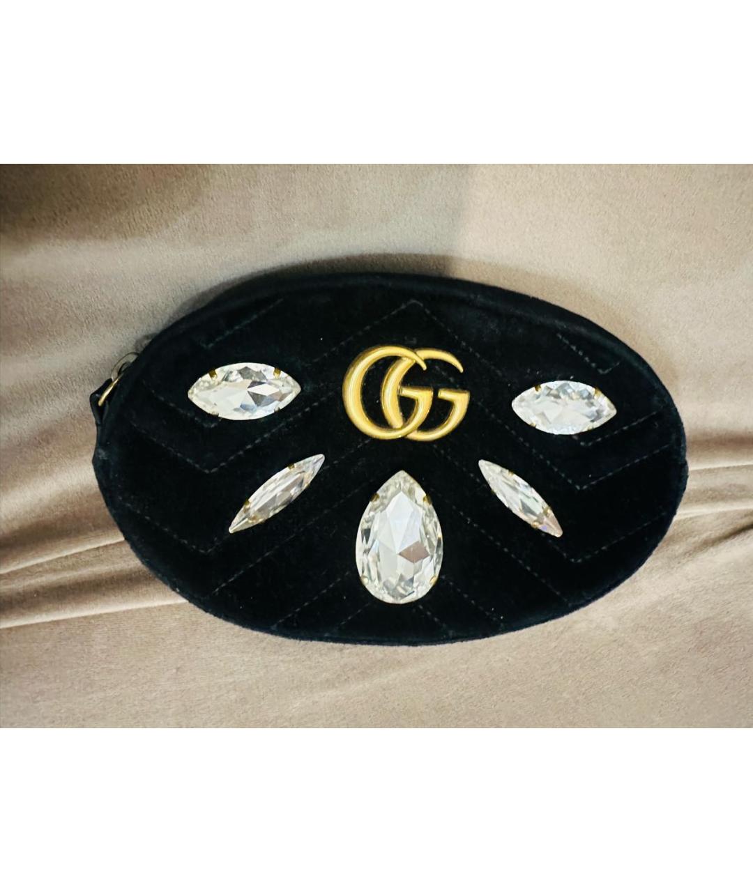GUCCI Черная бархатная поясная сумка, фото 2