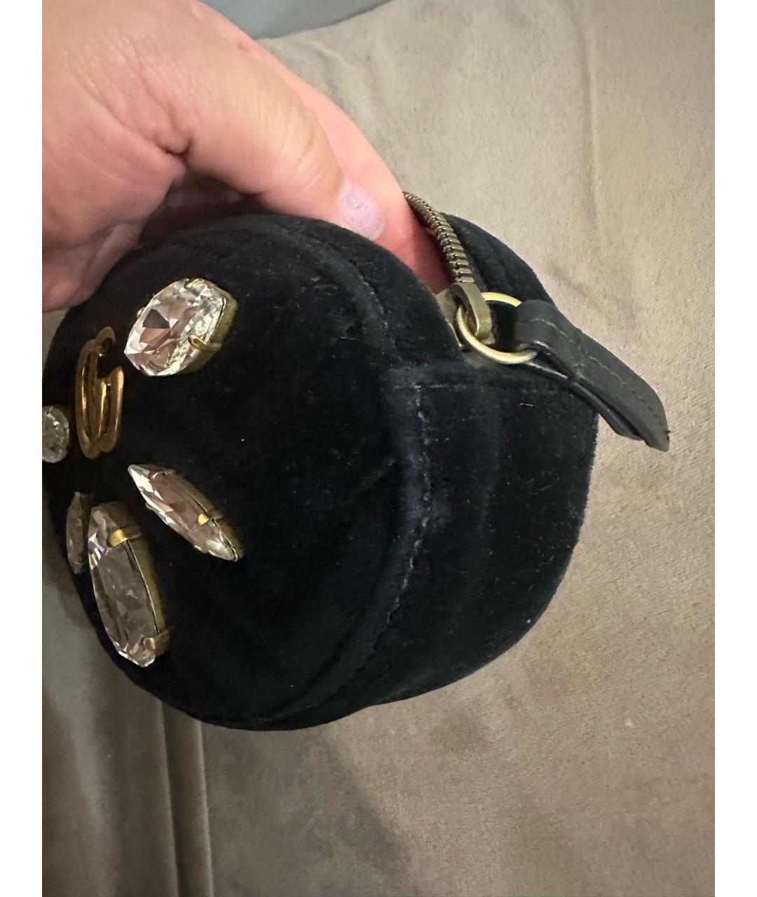 GUCCI Черная бархатная поясная сумка, фото 5