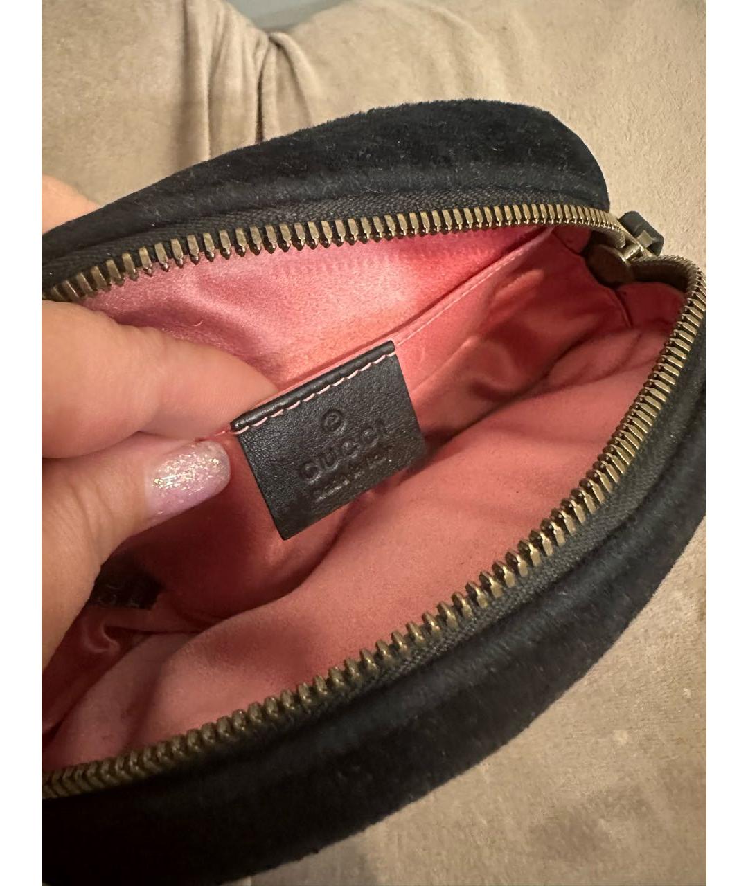 GUCCI Черная бархатная поясная сумка, фото 4