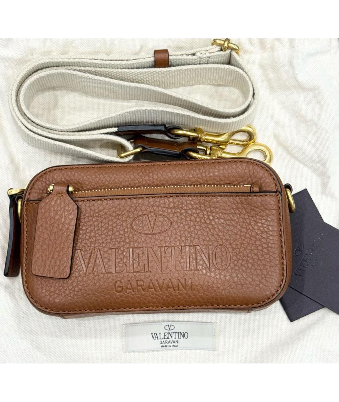 VALENTINO Коричневая кожаная сумка через плечо, фото 9