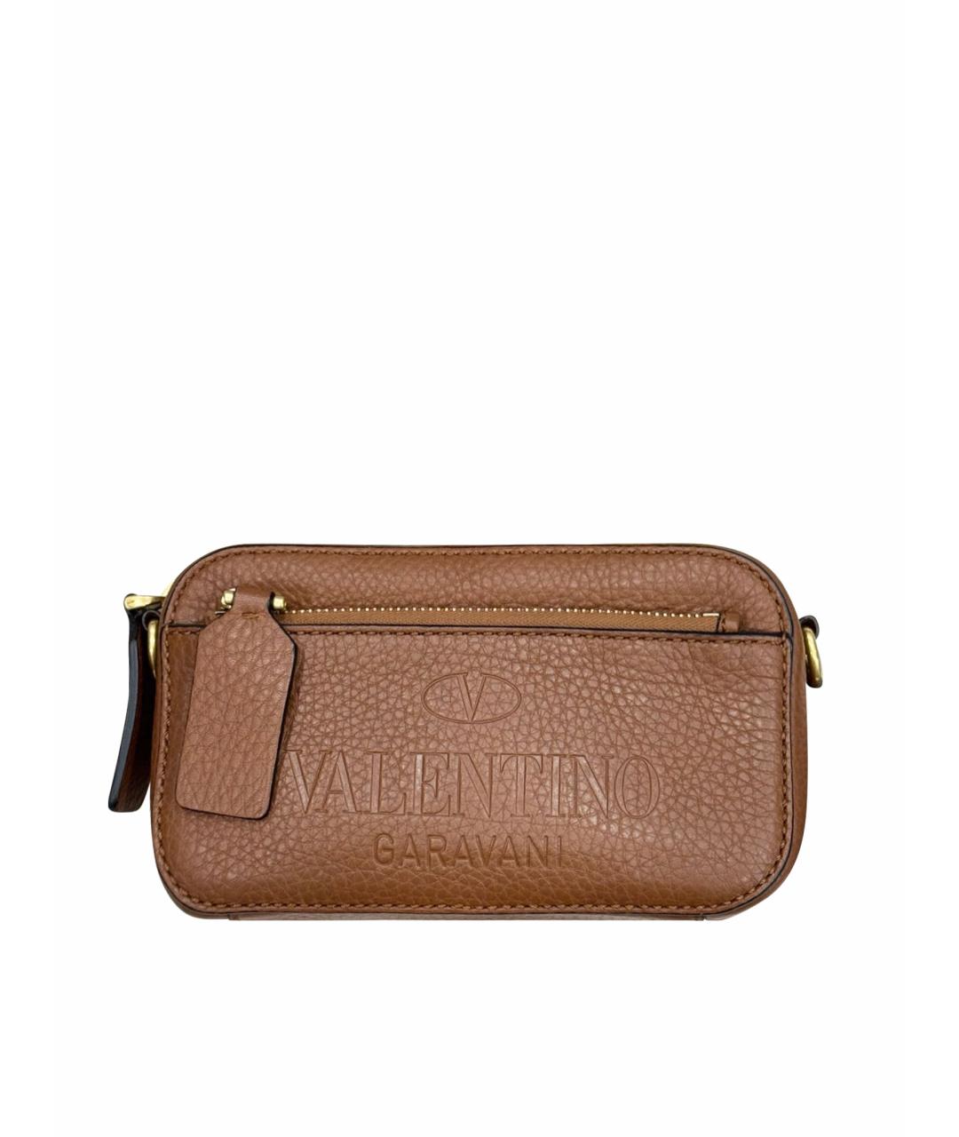 VALENTINO Коричневая кожаная сумка через плечо, фото 1