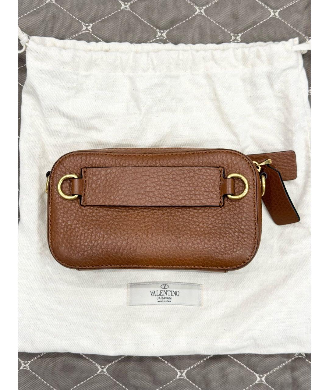 VALENTINO Коричневая кожаная сумка через плечо, фото 5