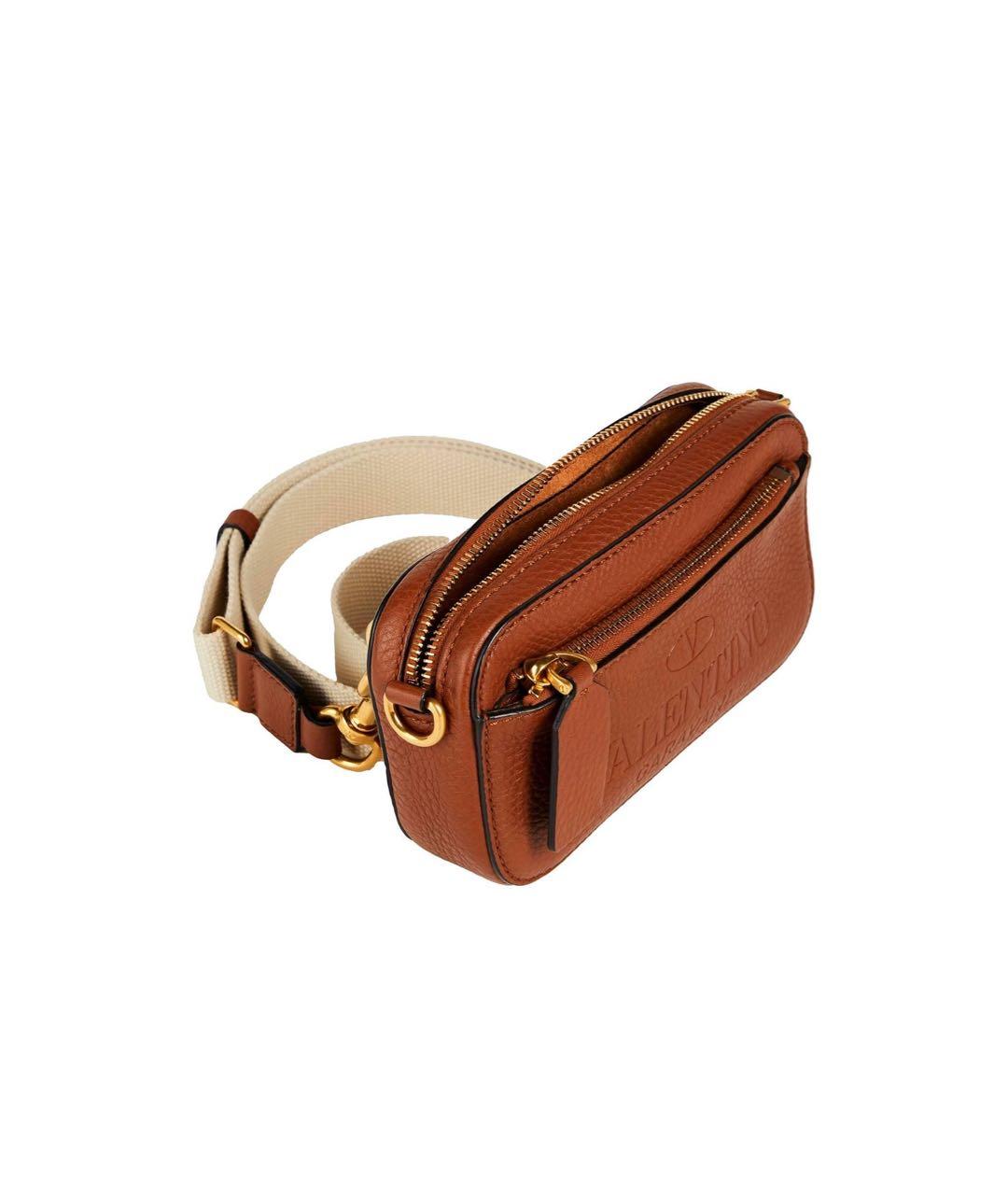 VALENTINO Коричневая кожаная сумка через плечо, фото 3