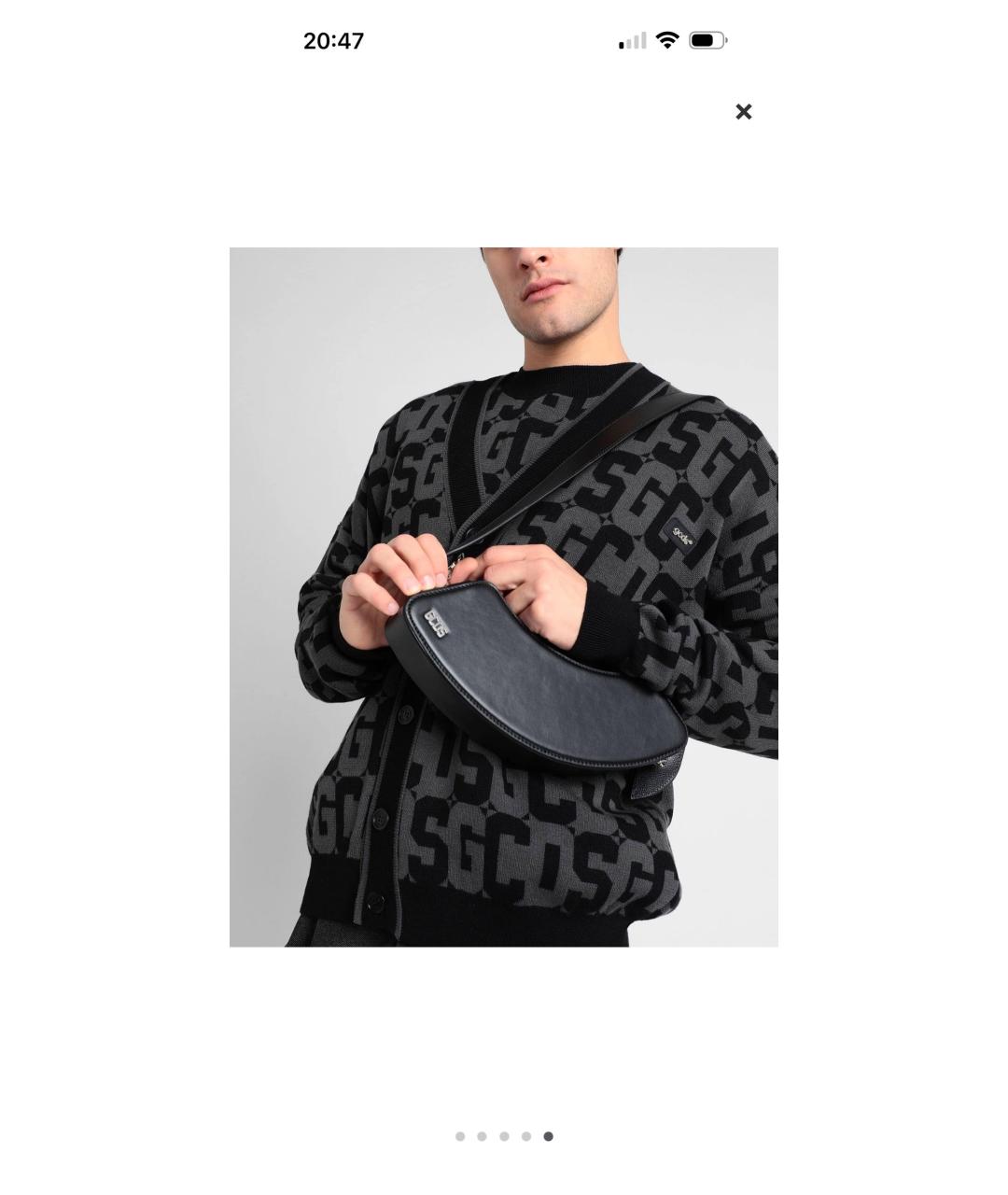 GCDS Черная кожаная сумка с короткими ручками, фото 2