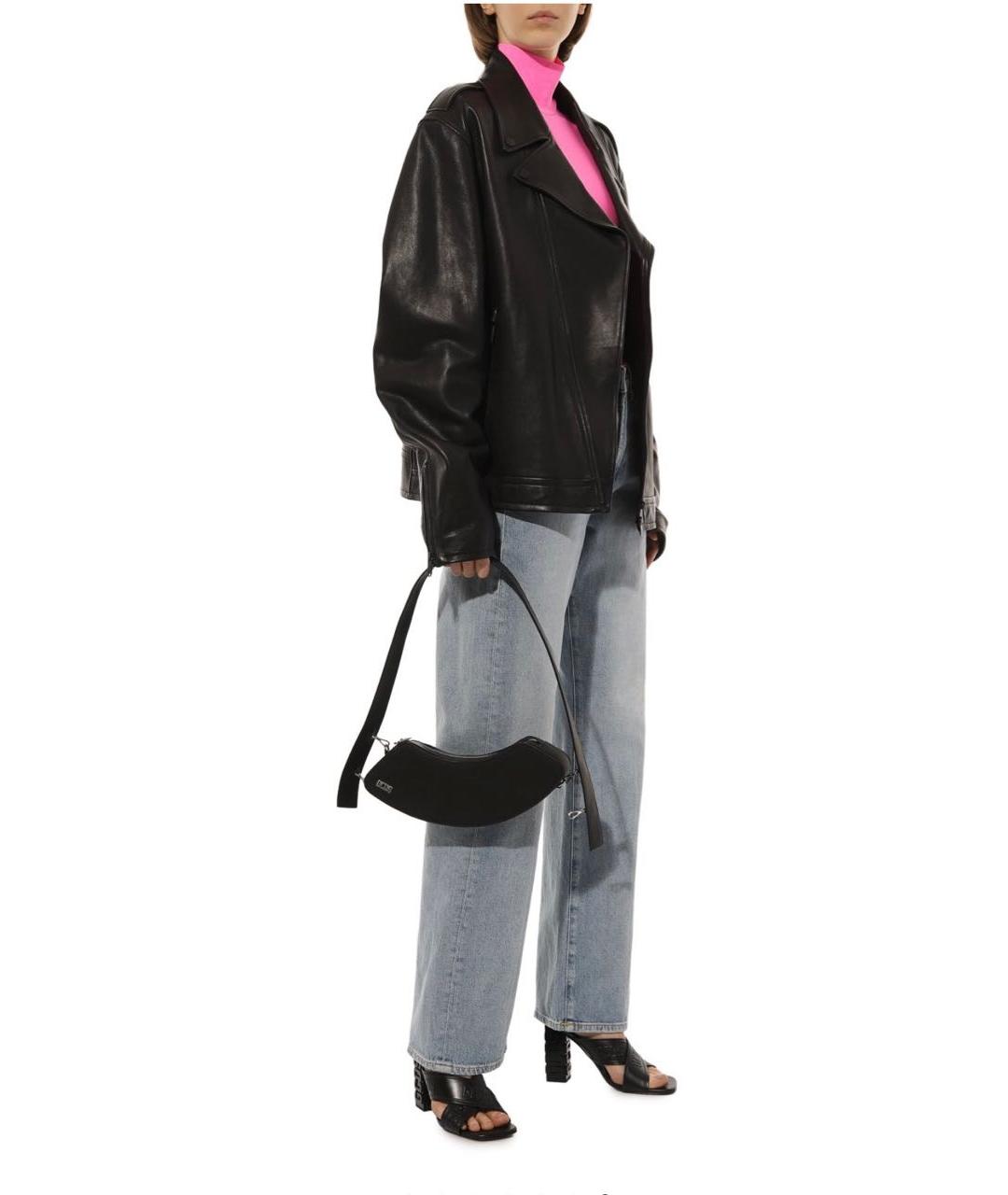 GCDS Черная кожаная сумка с короткими ручками, фото 6