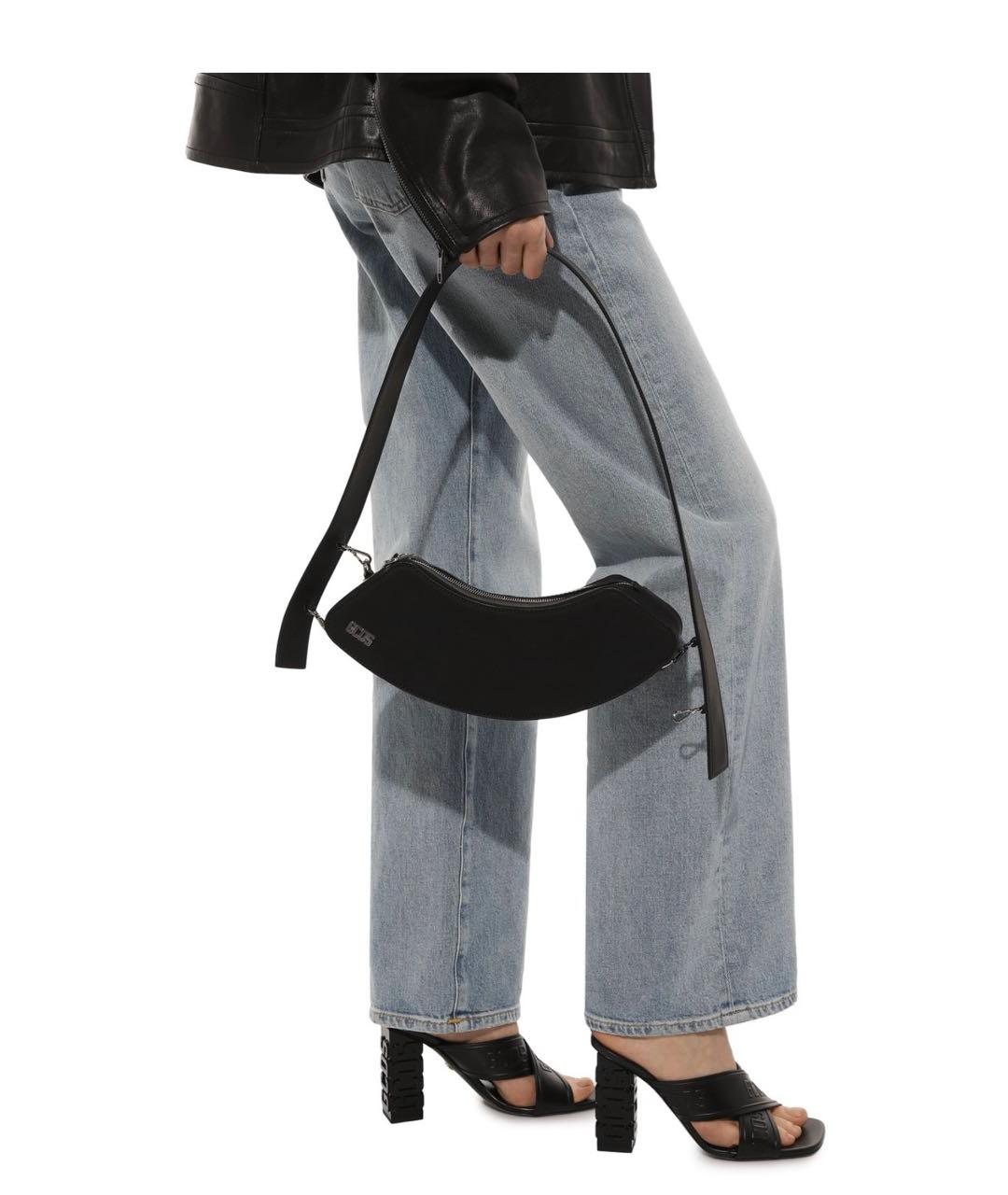 GCDS Черная кожаная сумка с короткими ручками, фото 5