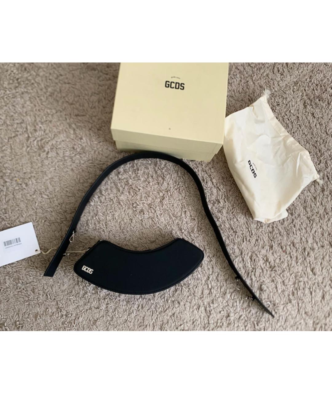 GCDS Черная кожаная сумка с короткими ручками, фото 4