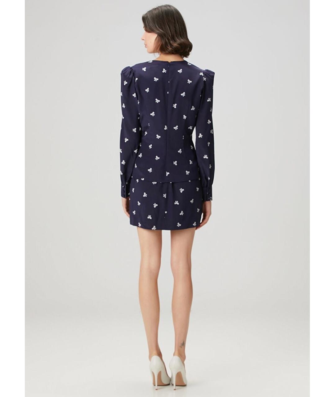 ALESSANDRA RICH Темно-синее шелковое коктейльное платье, фото 7