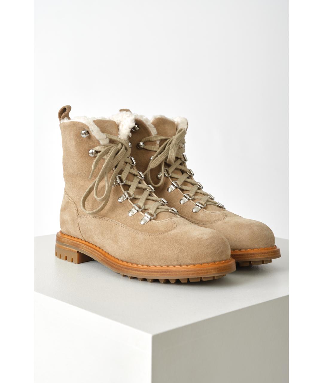 KITON Бежевые замшевые ботинки, фото 2