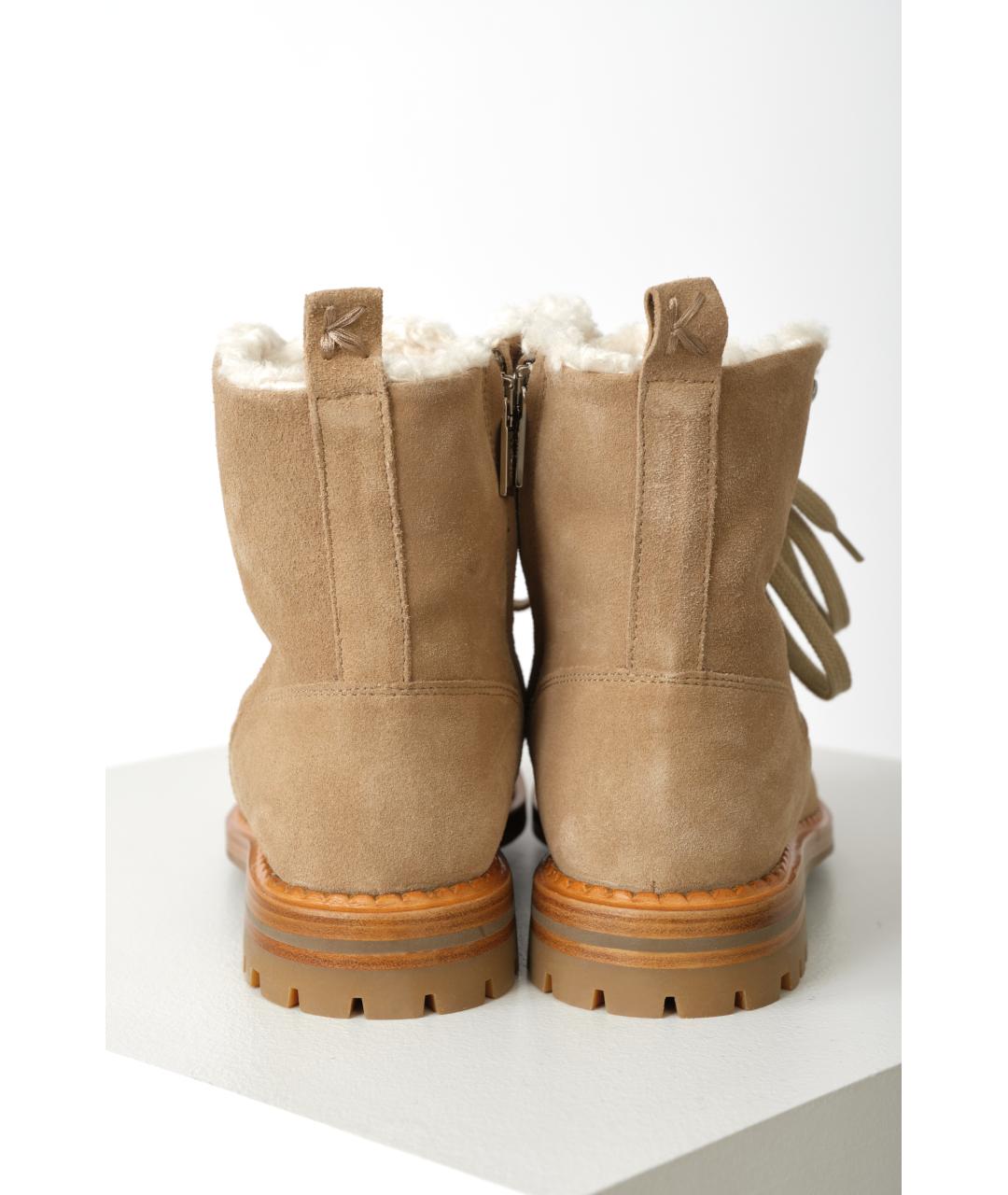 KITON Бежевые замшевые ботинки, фото 3