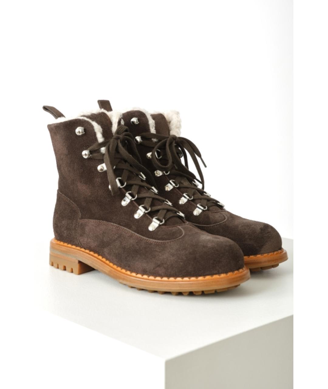 KITON Коричневые замшевые ботинки, фото 2