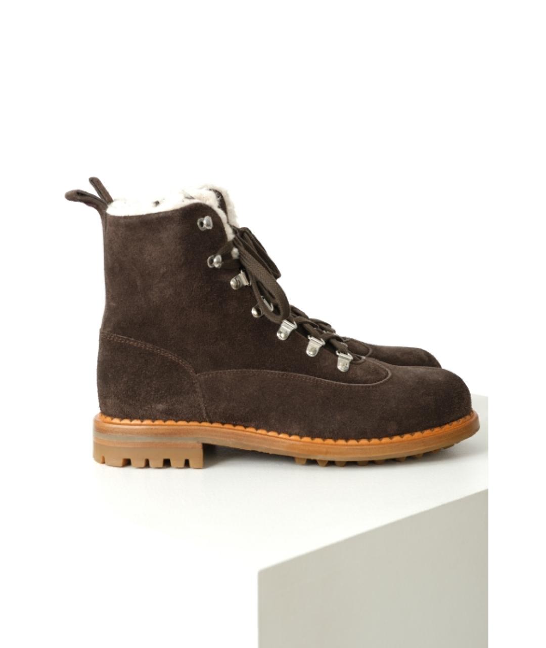 KITON Коричневые замшевые ботинки, фото 3
