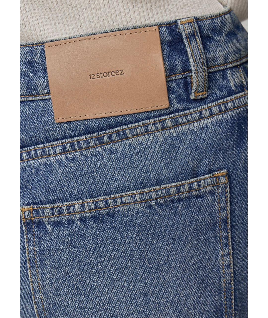 12 STOREEZ Темно-синие хлопковые прямые джинсы, фото 4