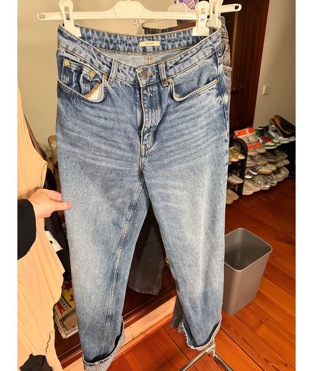 12 STOREEZ Темно-синие хлопковые прямые джинсы, фото 7