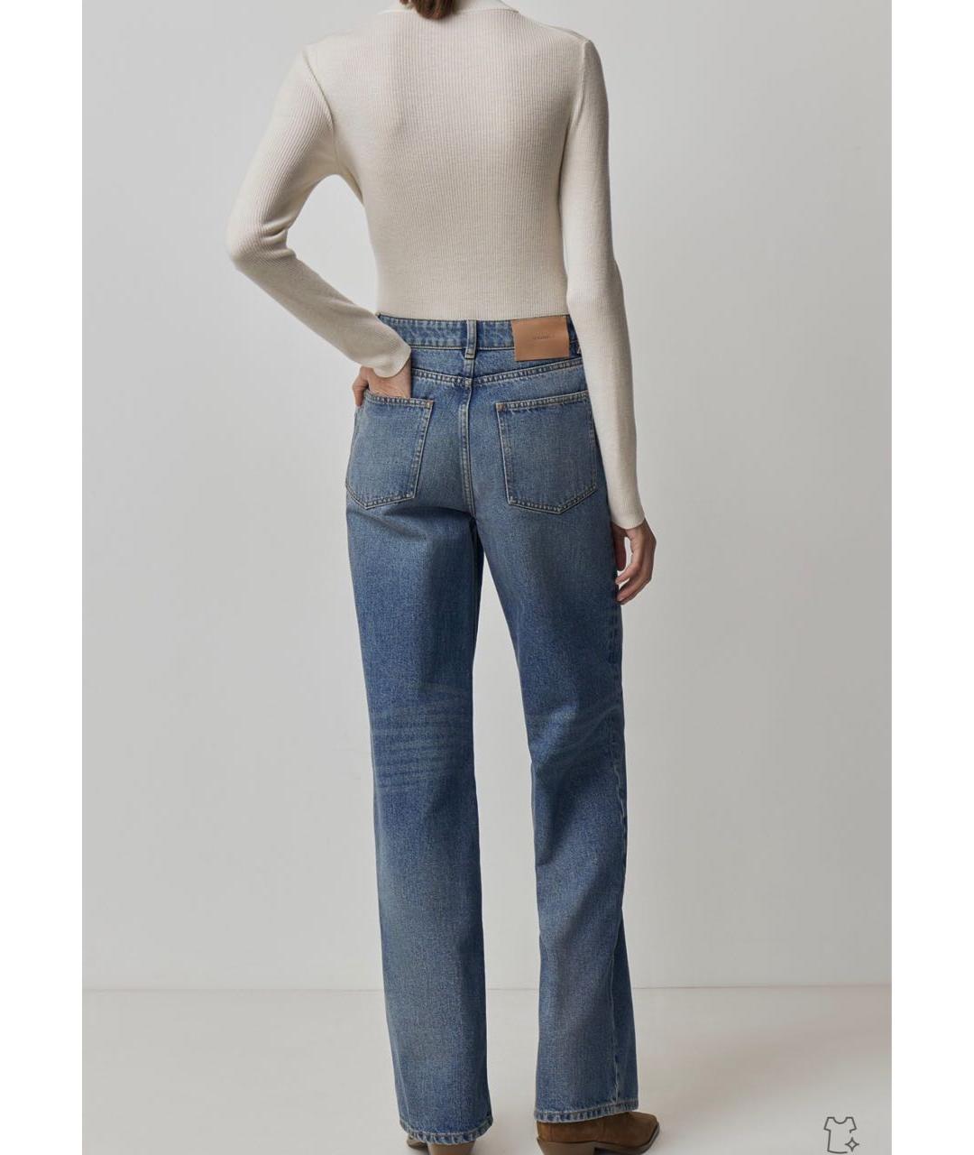 12 STOREEZ Темно-синие хлопковые прямые джинсы, фото 5