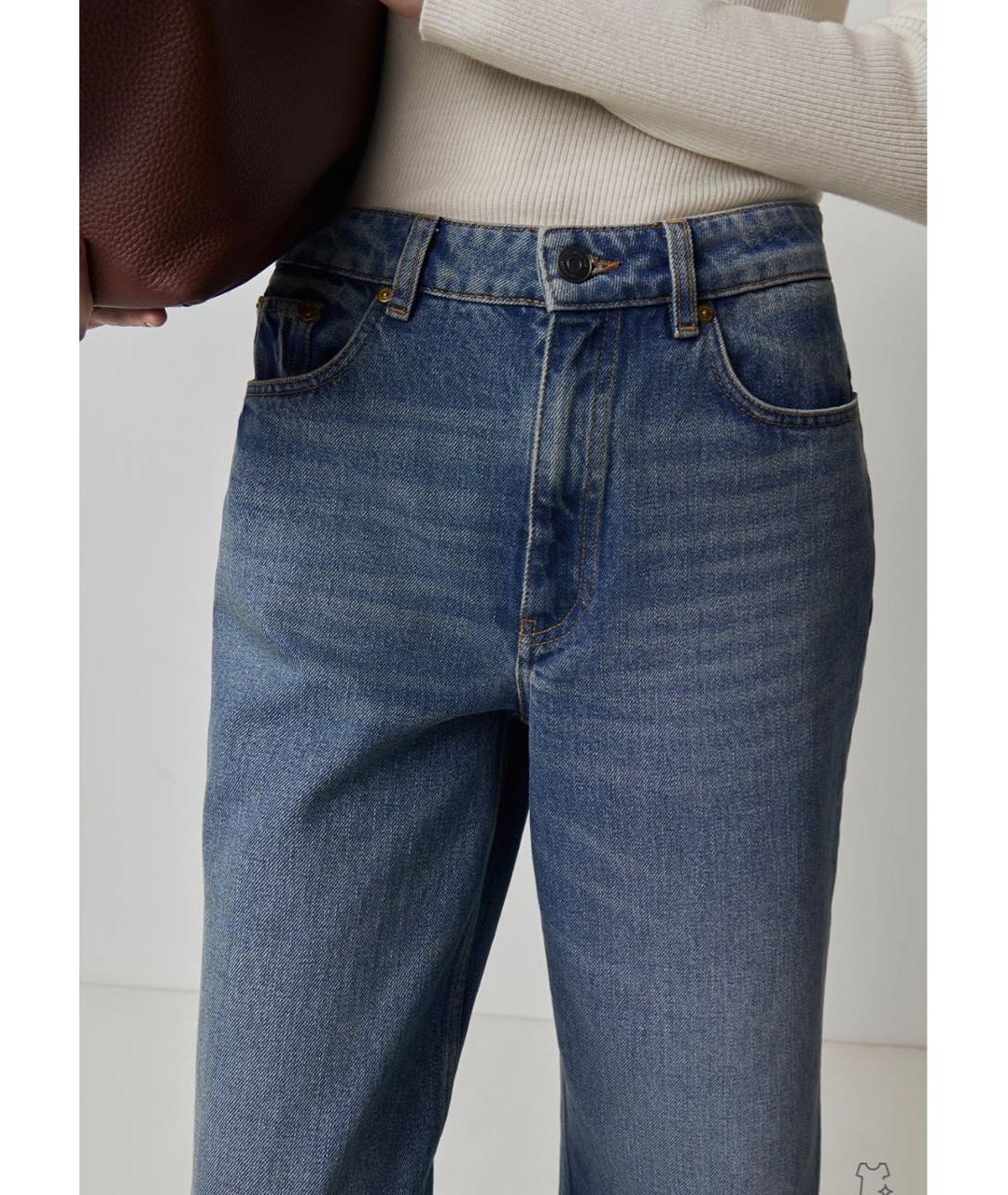 12 STOREEZ Темно-синие хлопковые прямые джинсы, фото 3