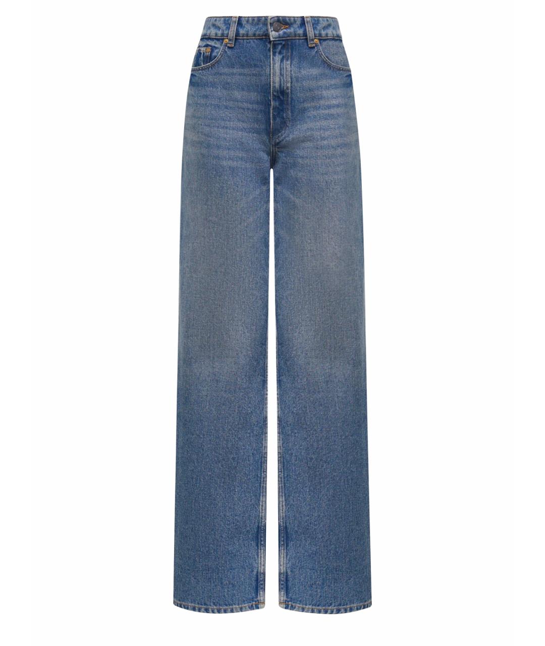 12 STOREEZ Темно-синие хлопковые прямые джинсы, фото 1