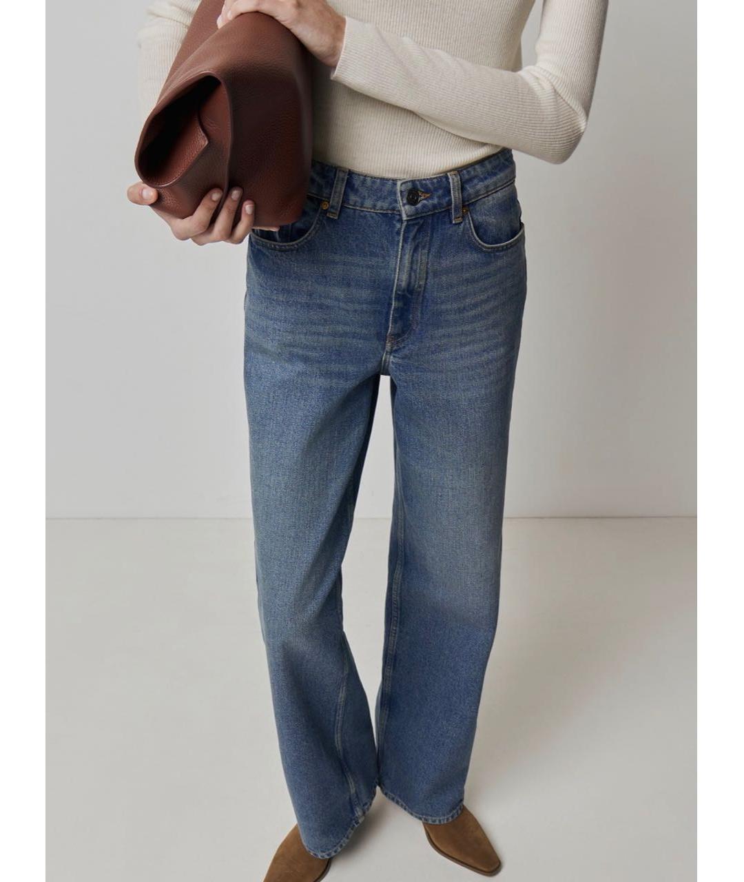 12 STOREEZ Темно-синие хлопковые прямые джинсы, фото 2